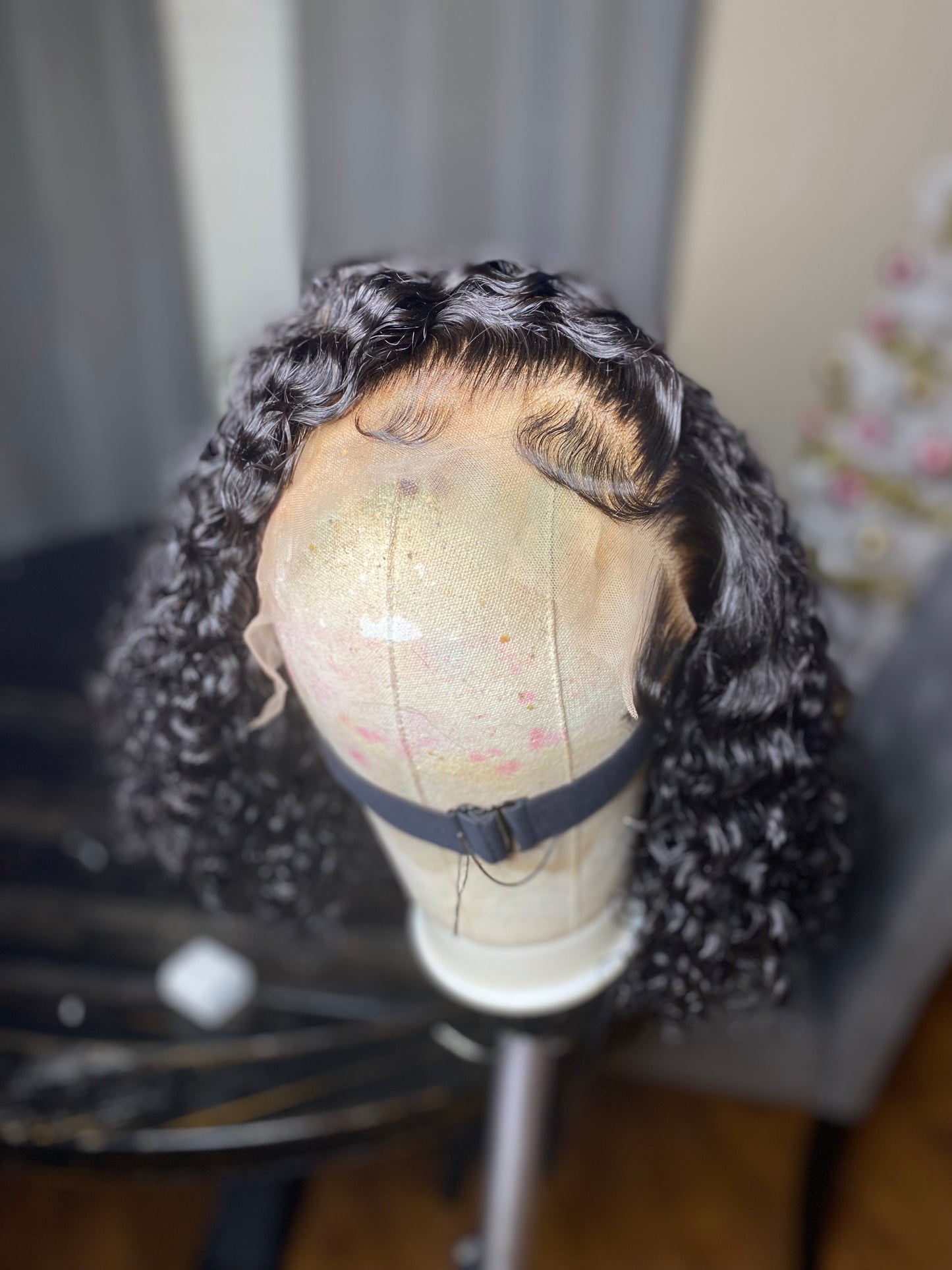 Burmese curly Glueless frontal unit 14 inch