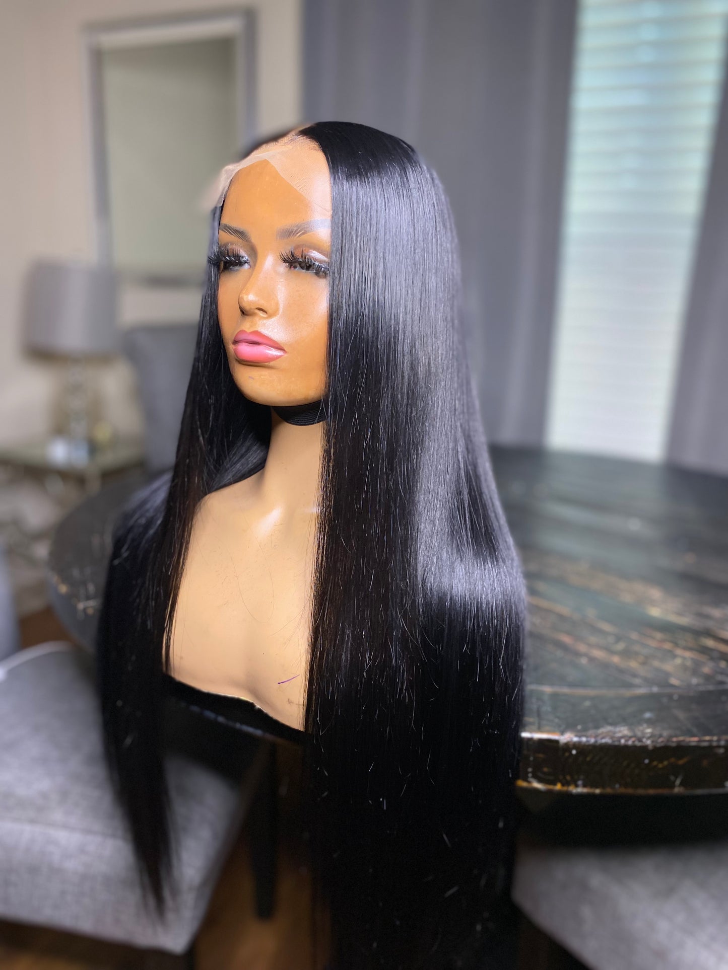 Glueless 5*5 closure wig Blue Black 26 inch