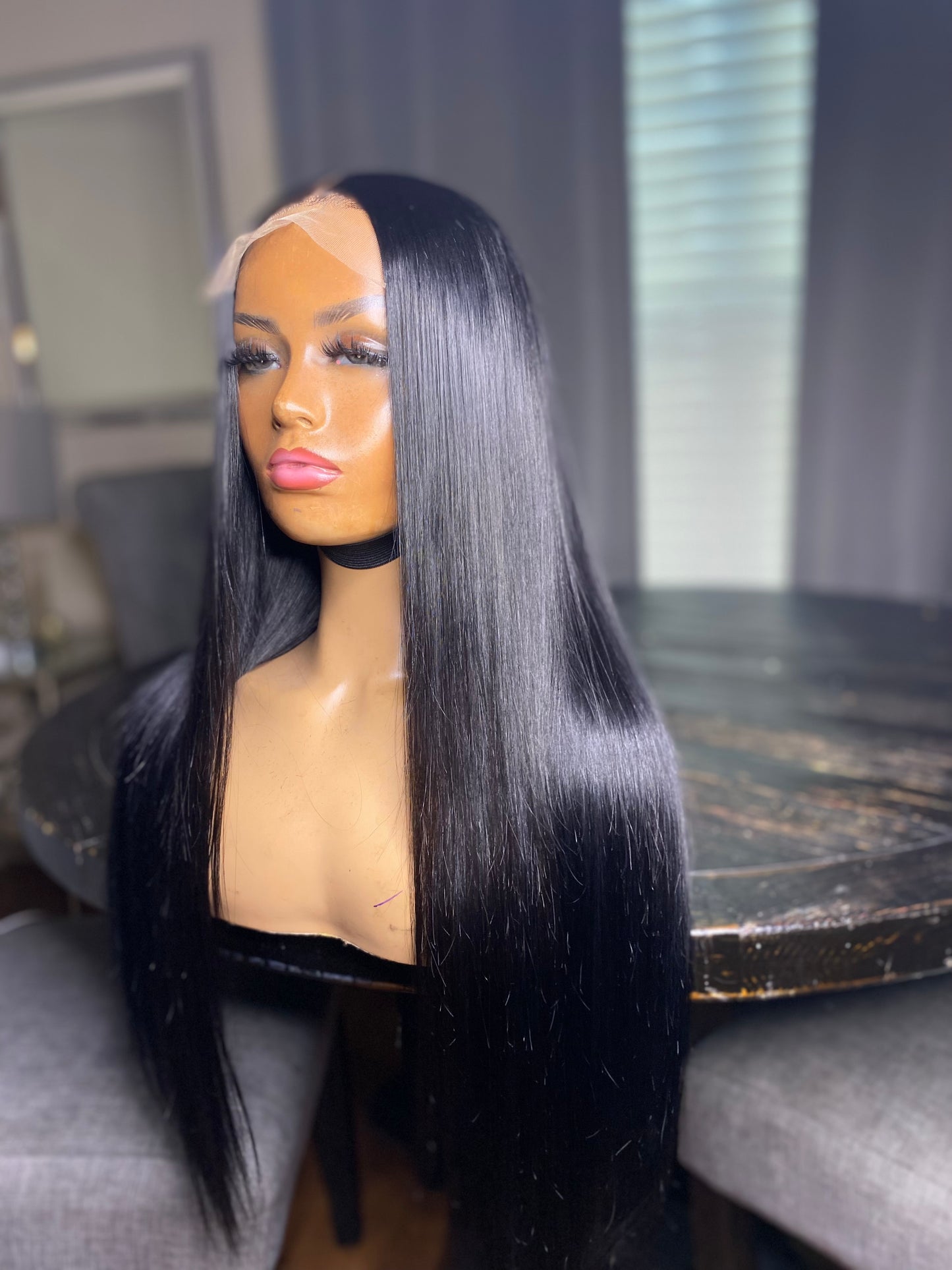 Glueless 5*5 closure wig Blue Black 26 inch