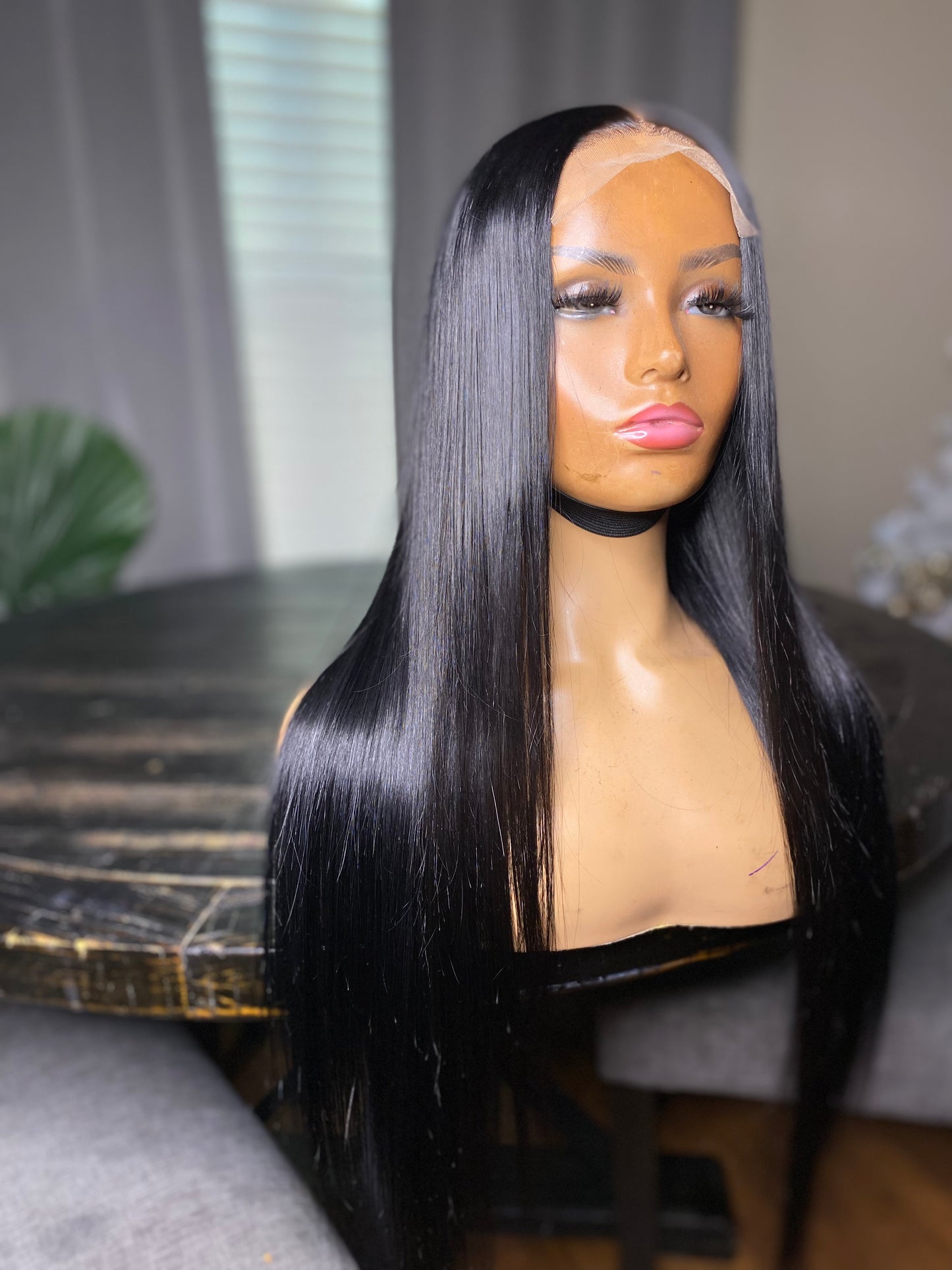 Glueless 5*5 closure wig Blue Black 26 inch