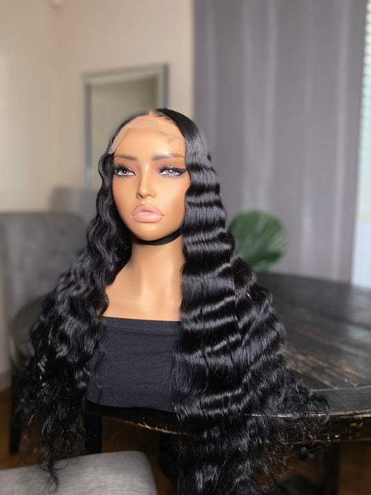 22 inch 5*5 jet black glueless wig